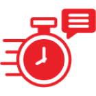 Time management and communication icon in red