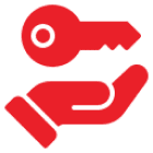 Key over open hand illustration