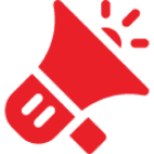 Alert notification megaphone graphic.