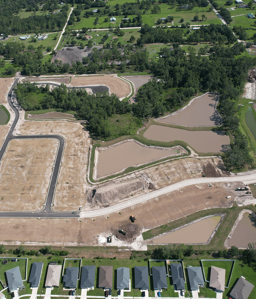 Aerial view of housing development under construction