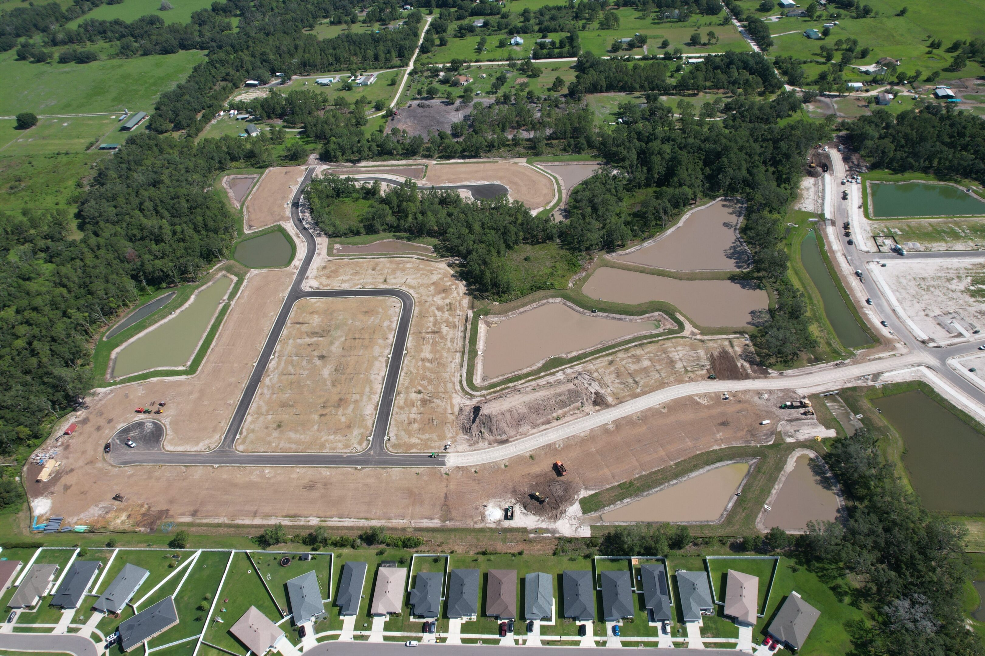 Aerial view of housing subdivision under construction