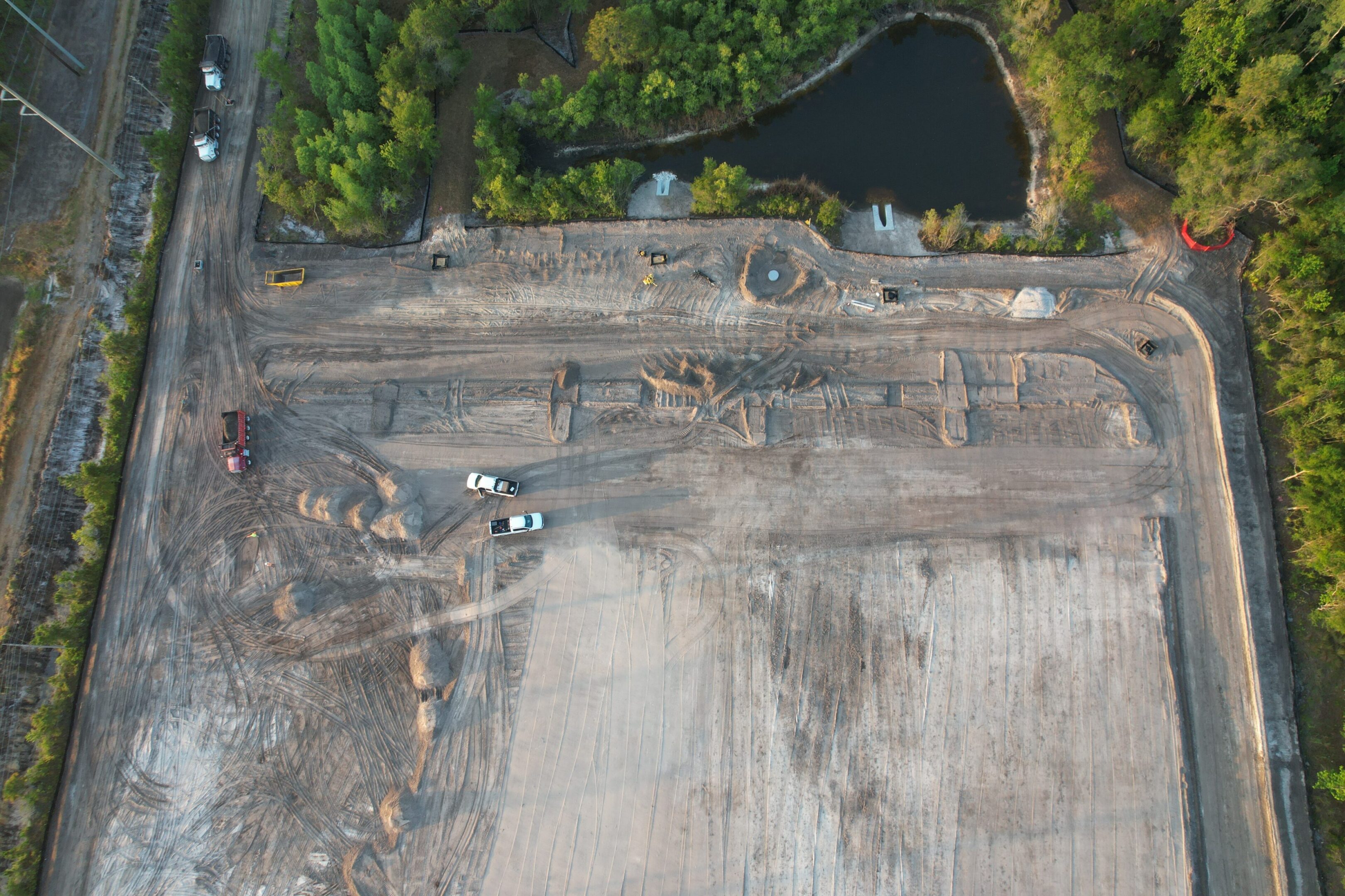 Aerial view of cleared construction site